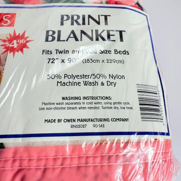 Basics Pink Floral Blanket Twin Full VTG 70s Romantic Country Cottage Chic USA - Picture 5 of 8